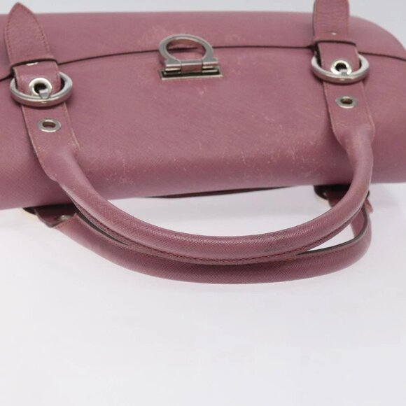 Salvatore Ferragamo Gancini Hand Bag Leather Pink Silver - Picture 7 of 16